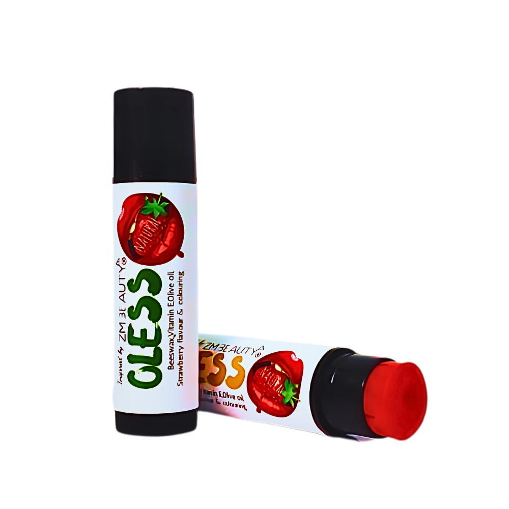 Produk Oless Lipbalm pelembab bibir handmade strawberry ZMBeauty tekstur ringan dan tidak melekit.