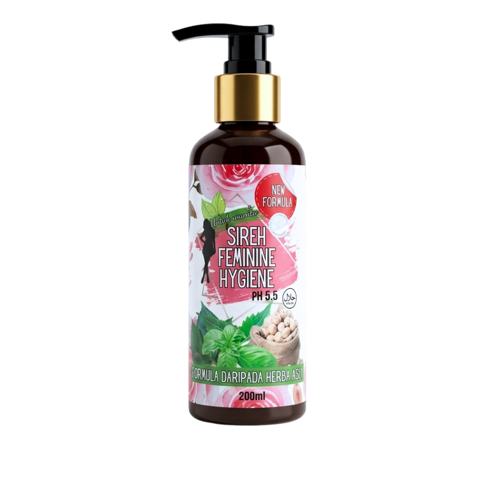 Botol 200ml Sireh Feminine Hygiene ZMBeauty dengan formula baru pH 5.5 yang selamat.