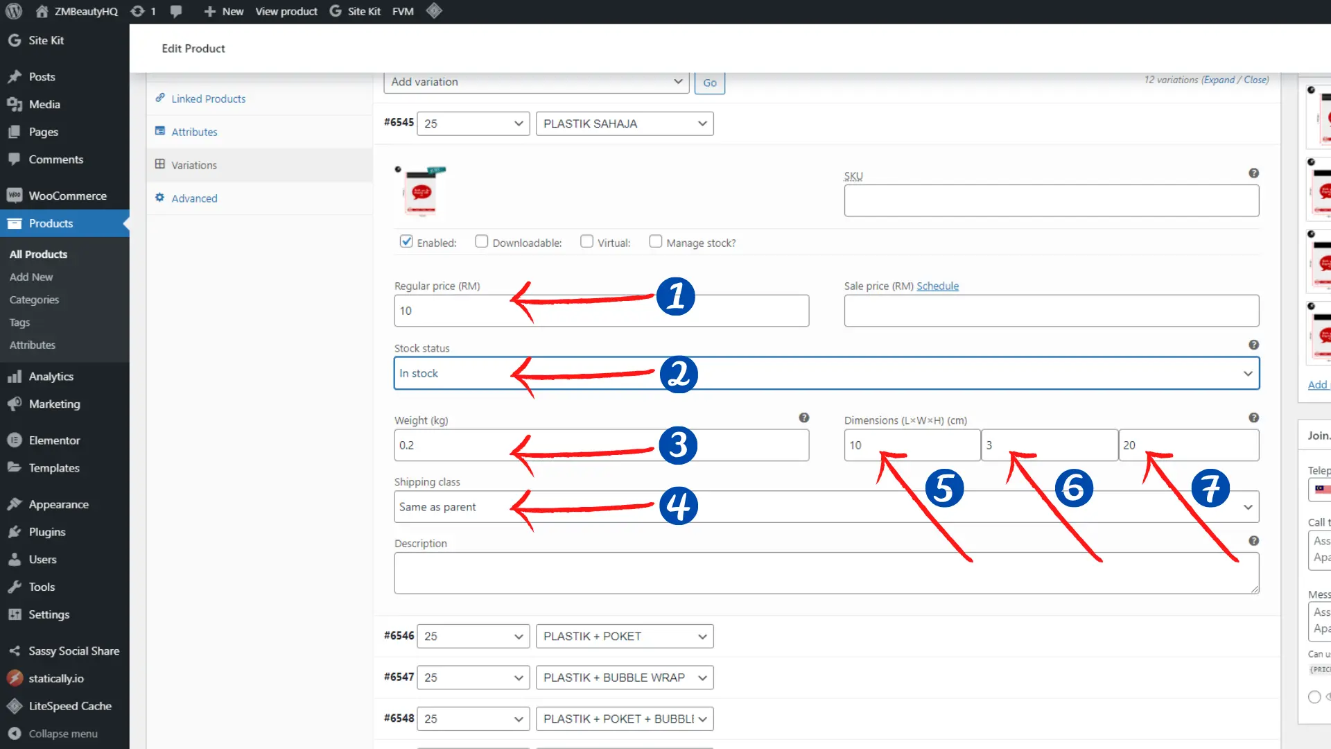 Penjanaan senarai kombinasi gandingan barangan secara pukal dalam Tutorial Cara Buat Lebih Dari Satu Variasi Produk Di WordPress.