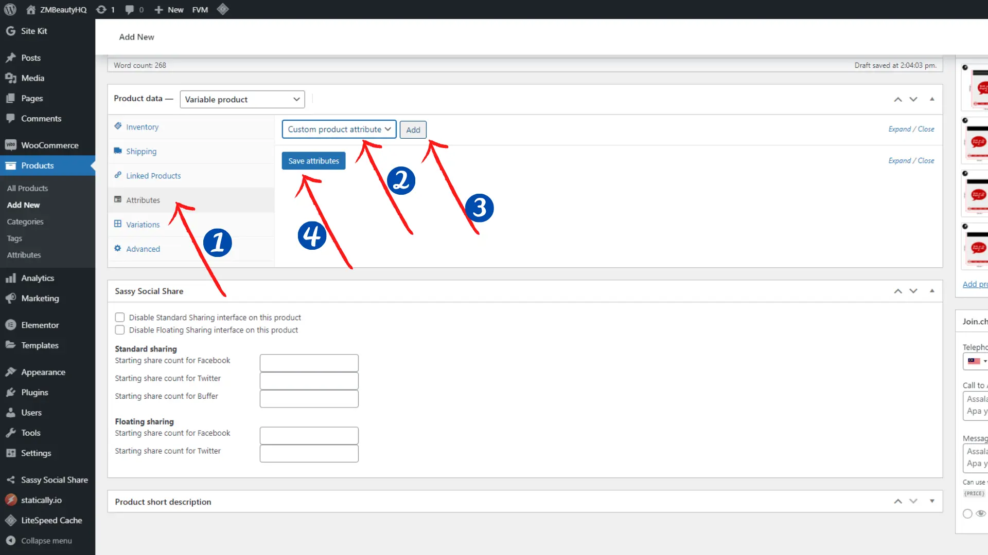 Pembinaan dua jenis atribut sifat barangan secara serentak bagi Tutorial Cara Buat Lebih Dari Satu Variasi Produk Di WordPress.