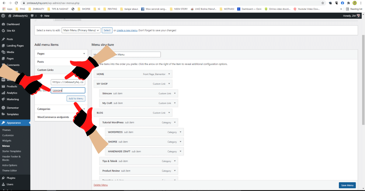 cara mudah membuat sub menu di wordpress 20217