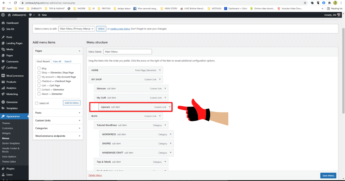 cara mudah membuat sub menu di wordpress 20219