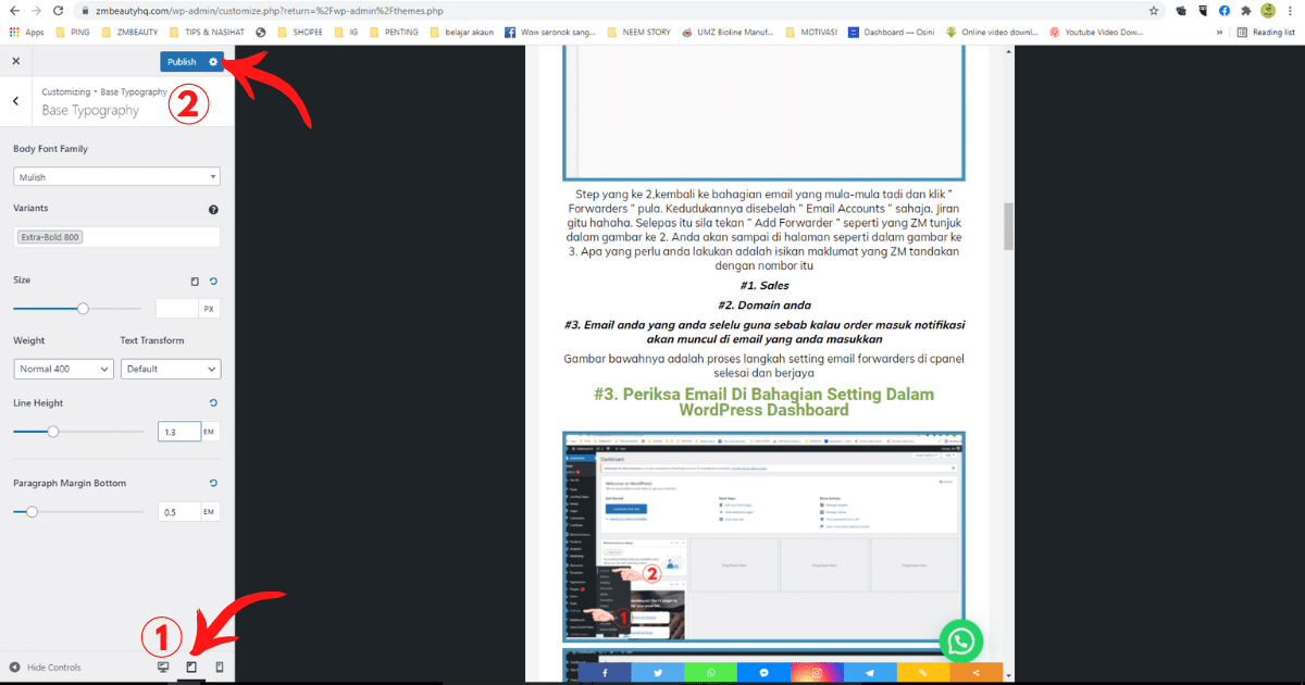 tutorial cara mudah menukar font dan saiz font di wordpress9