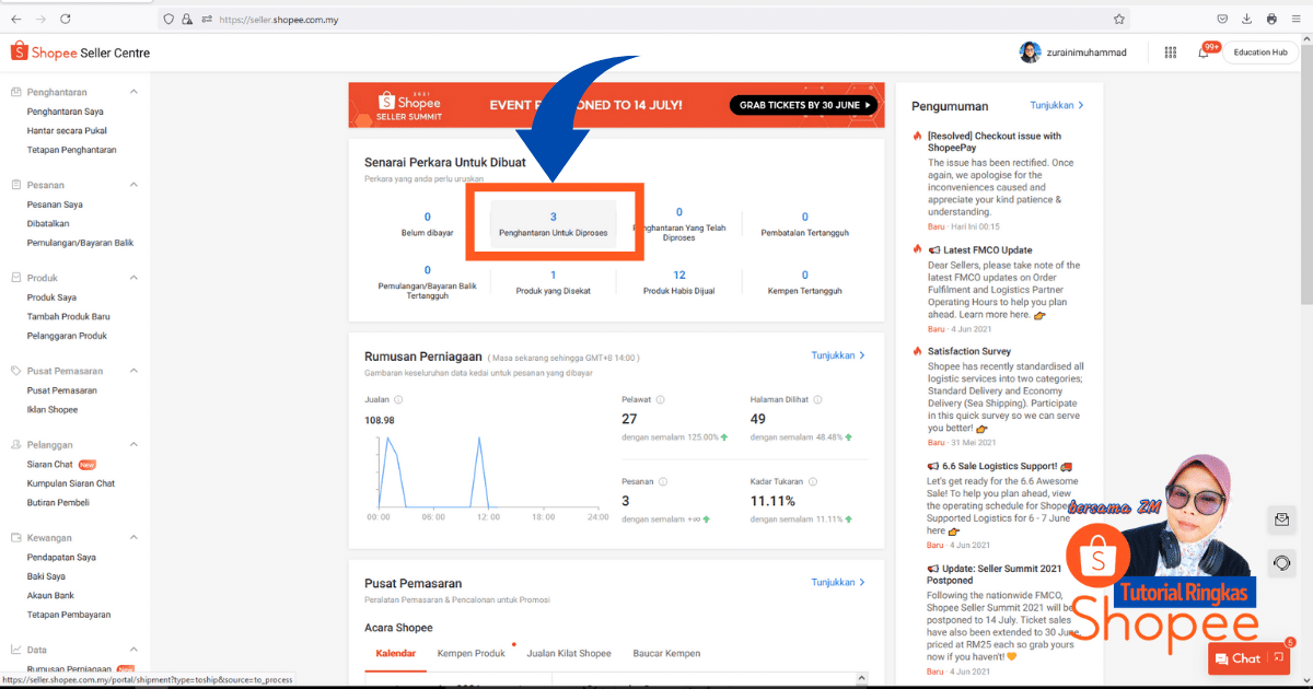 tutorial ringkas cara nak print slip pos consignment note shopee 20213