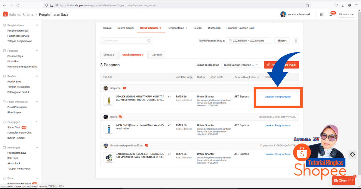 tutorial ringkas cara nak print slip pos consignment note shopee 20214
