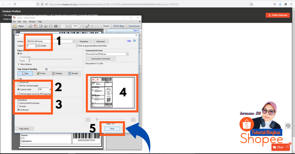 tutorial ringkas cara nak print slip pos consignment note shopee 20218
