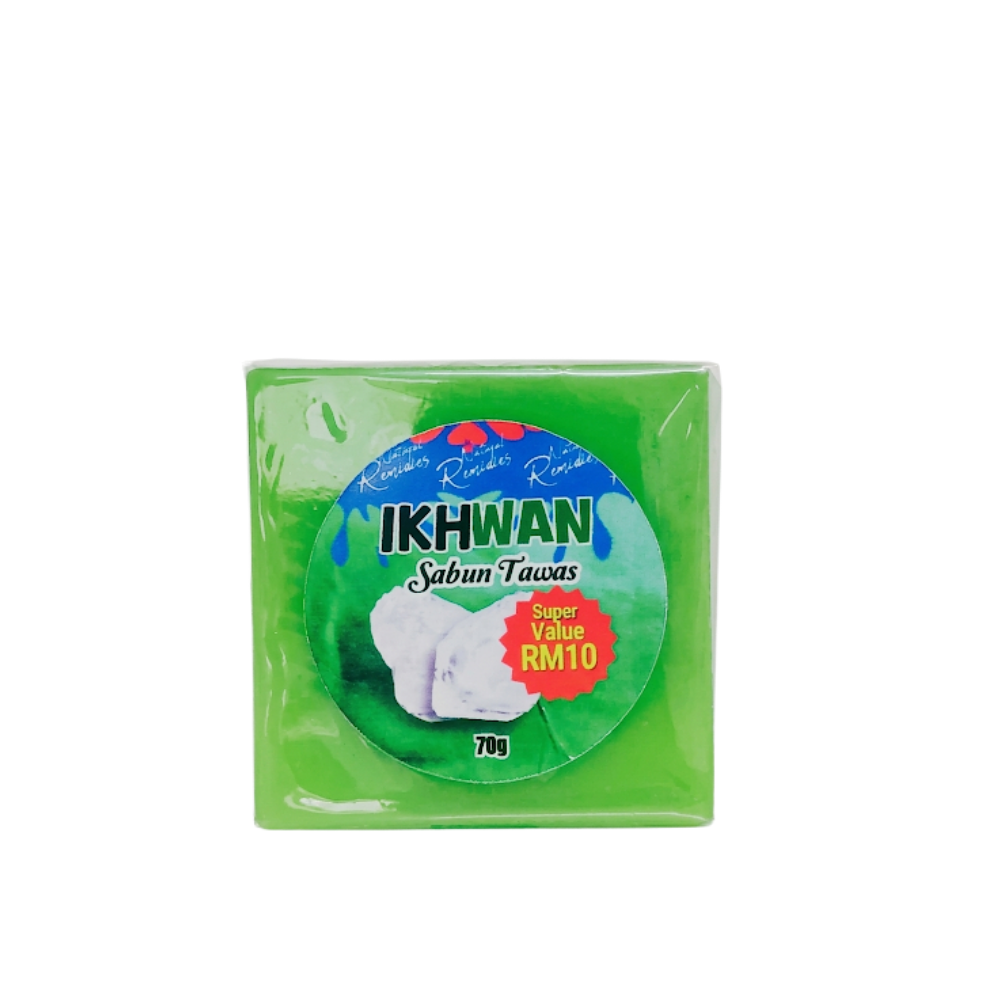 "Pandangan depan bungkusan Sabun Tawas Ikhwan ZMBeauty harga RM10."