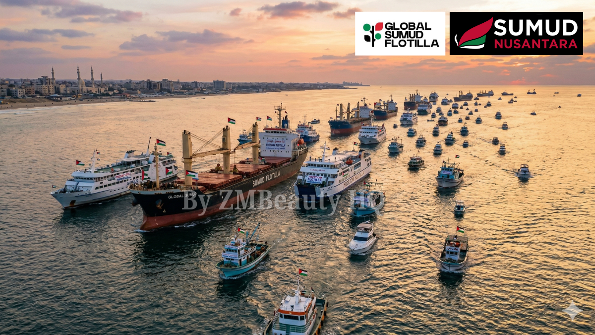 Persiapan kapal Global Sumud Flotilla 2.0 di Barcelona untuk pecahkan sekatan Gaza.