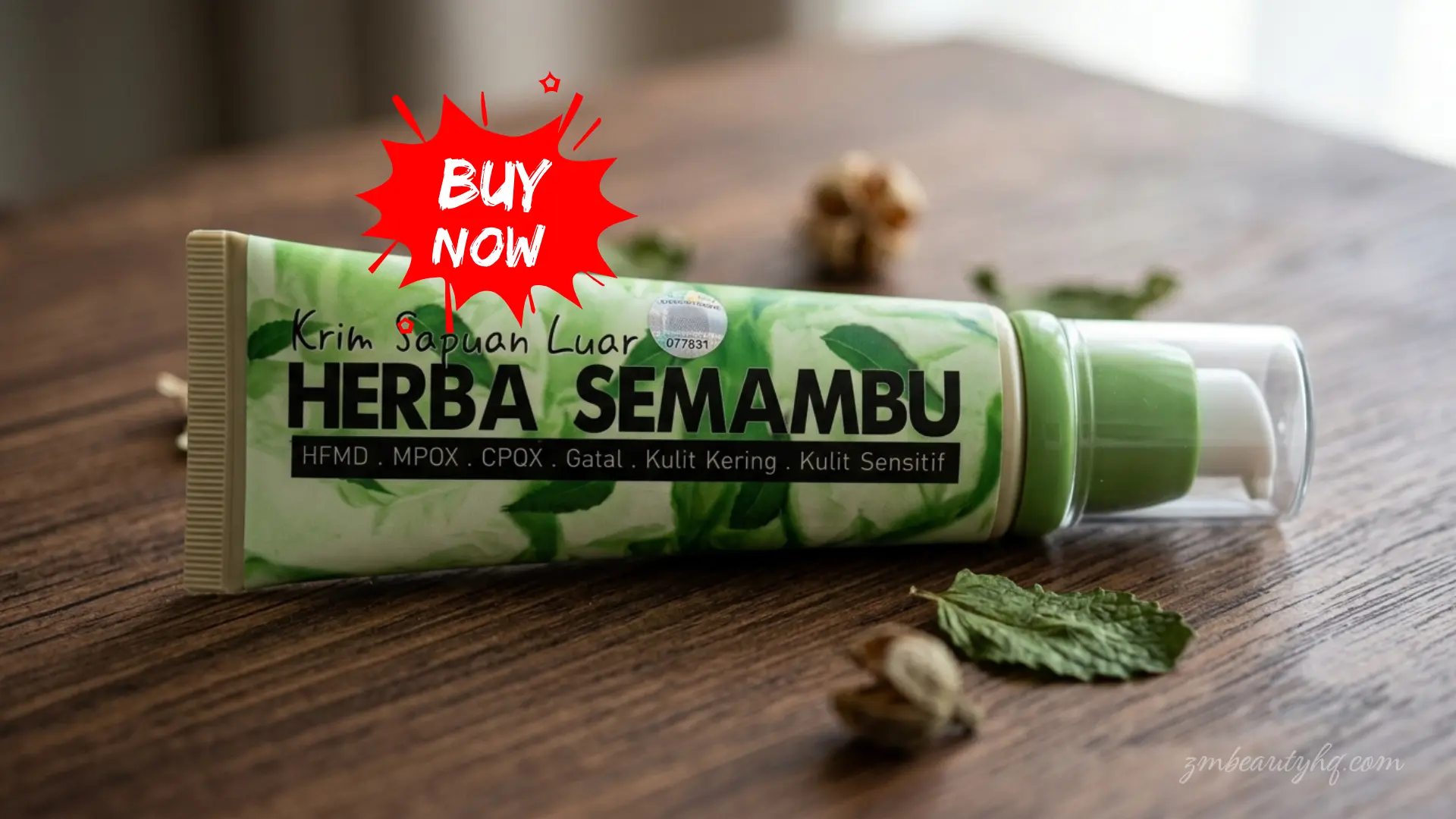 Produk balsem herba buatan tangan tanpa steroid untuk membantu mengurangkan kegatalan luaran permukaan badan bayi.