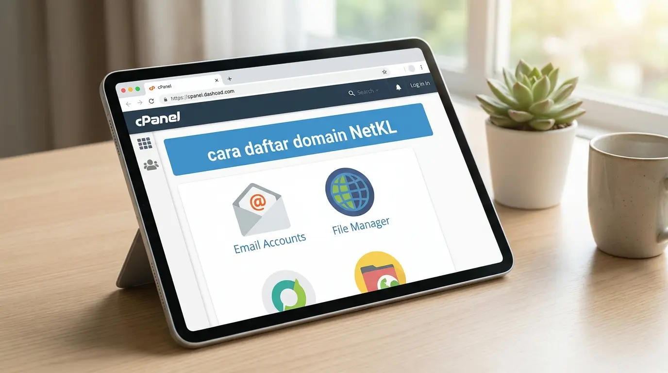 Paparan cPanel antaramuka mesra pemula untuk menguruskan fungsi cara daftar domain NetKL.