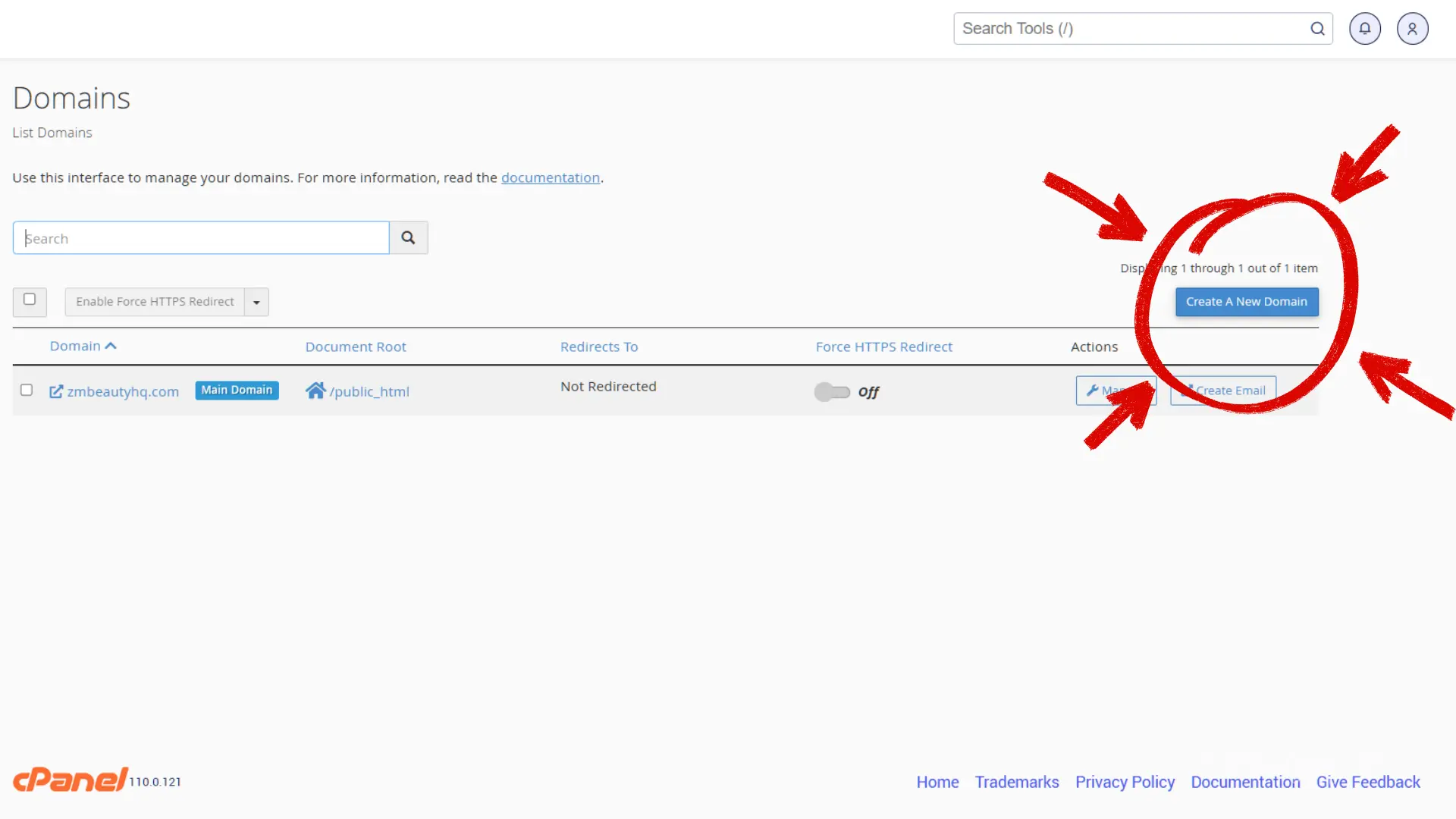 Cara masuk ke dalam menu direktori pengurusan untuk langkah cara addon domain NetKL.