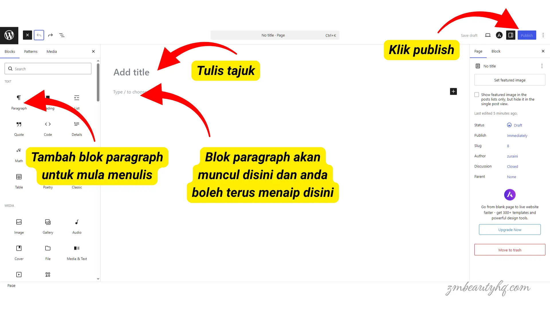 Semakan struktur pautan alamat url permalink bagi panduan Cara Bina Halaman About Us WordPress NetKL.