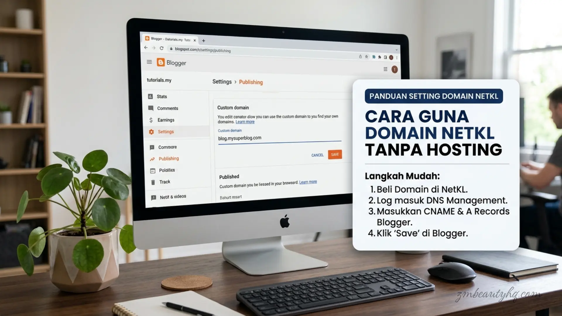 Panduan pemetaan alamat url perniagaan ke platform Blogger dalam siri cara guna domain NetKL tanpa hosting.