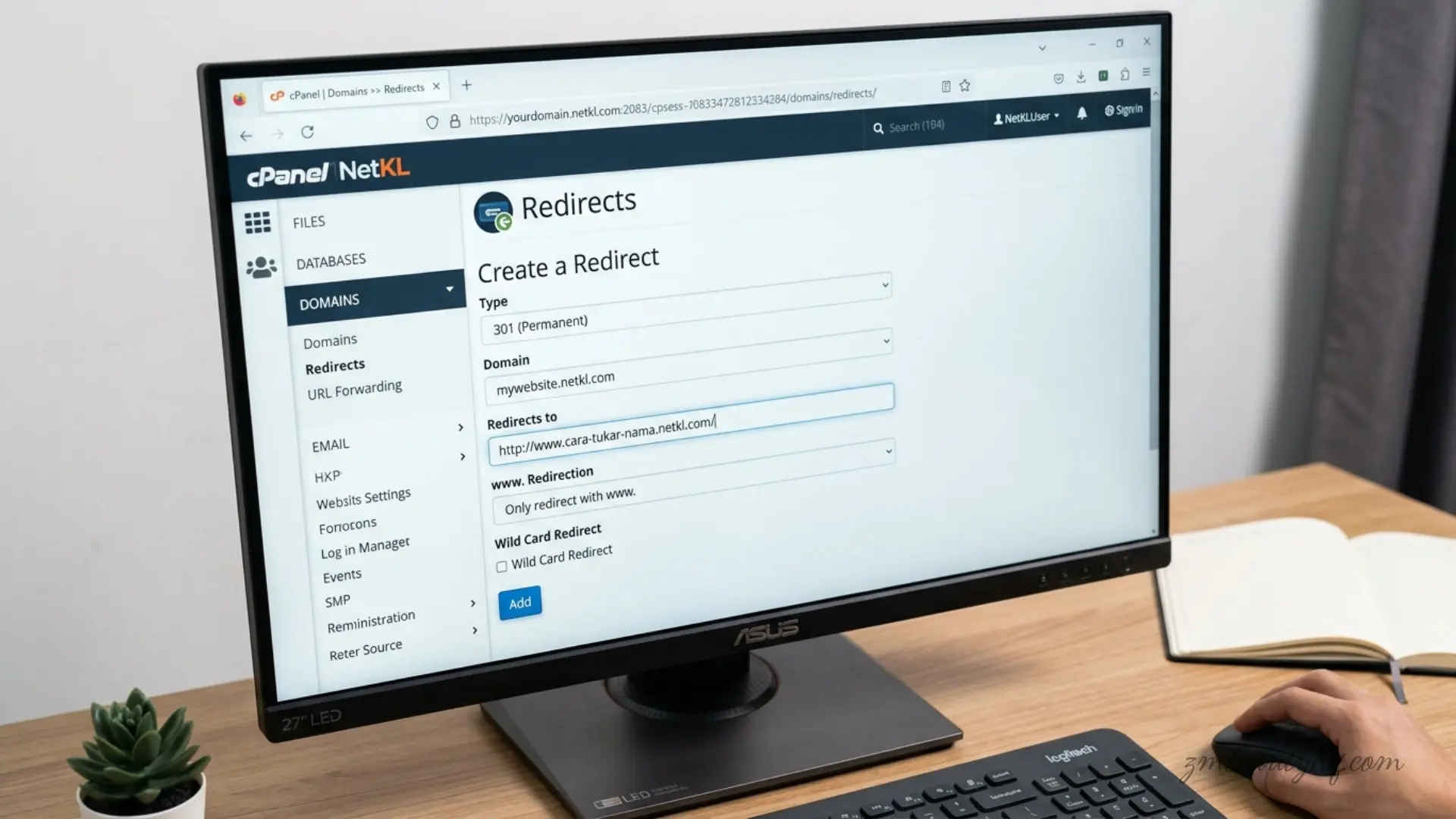 Tetapan fungsi menu domain forwarding bagi mengurangkan kerugian kos cara tukar nama domain NetKL