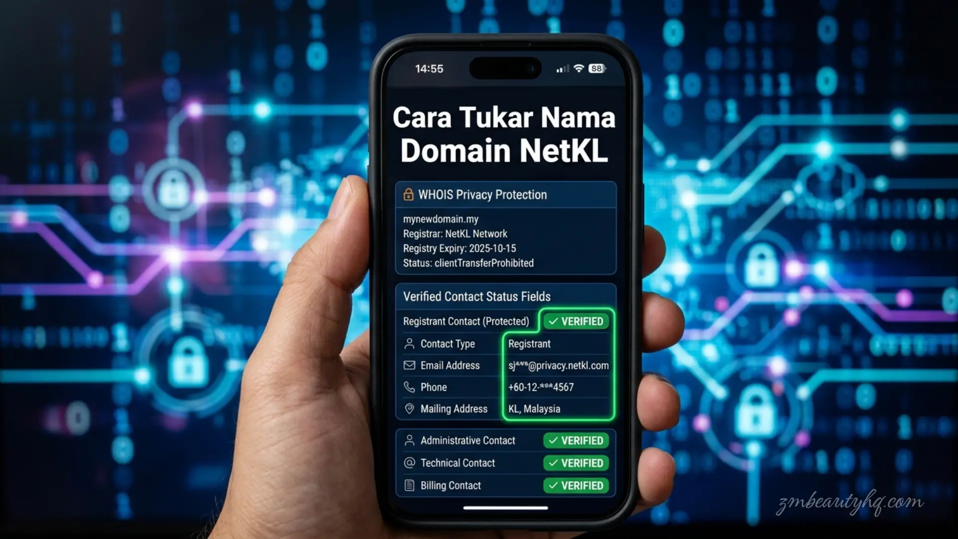 Pengemaskinian profil data pangkalan maklumat pemilik siber hasil bimbingan cara tukar nama domain NetKL.