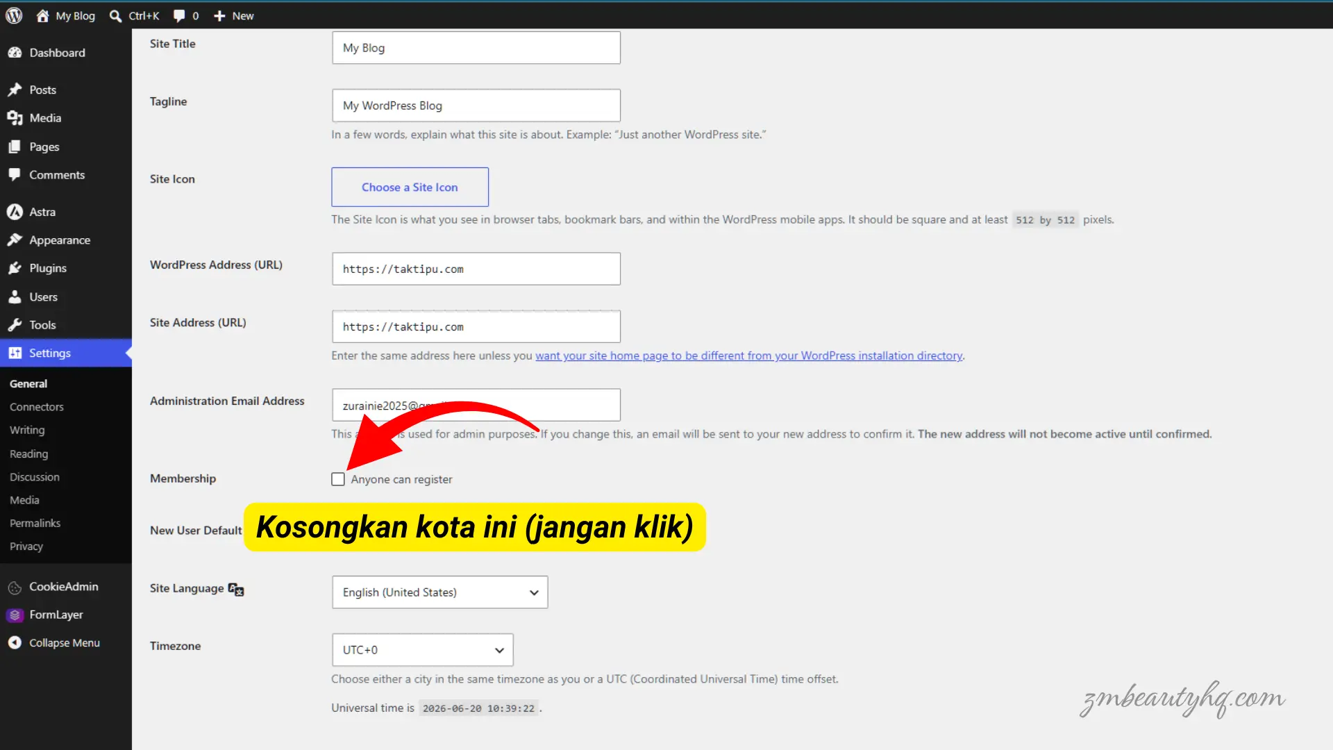Langkah membuang tanda centang ruangan ulasan untuk tutorial Cara Tutup Komen WordPress NetKL.