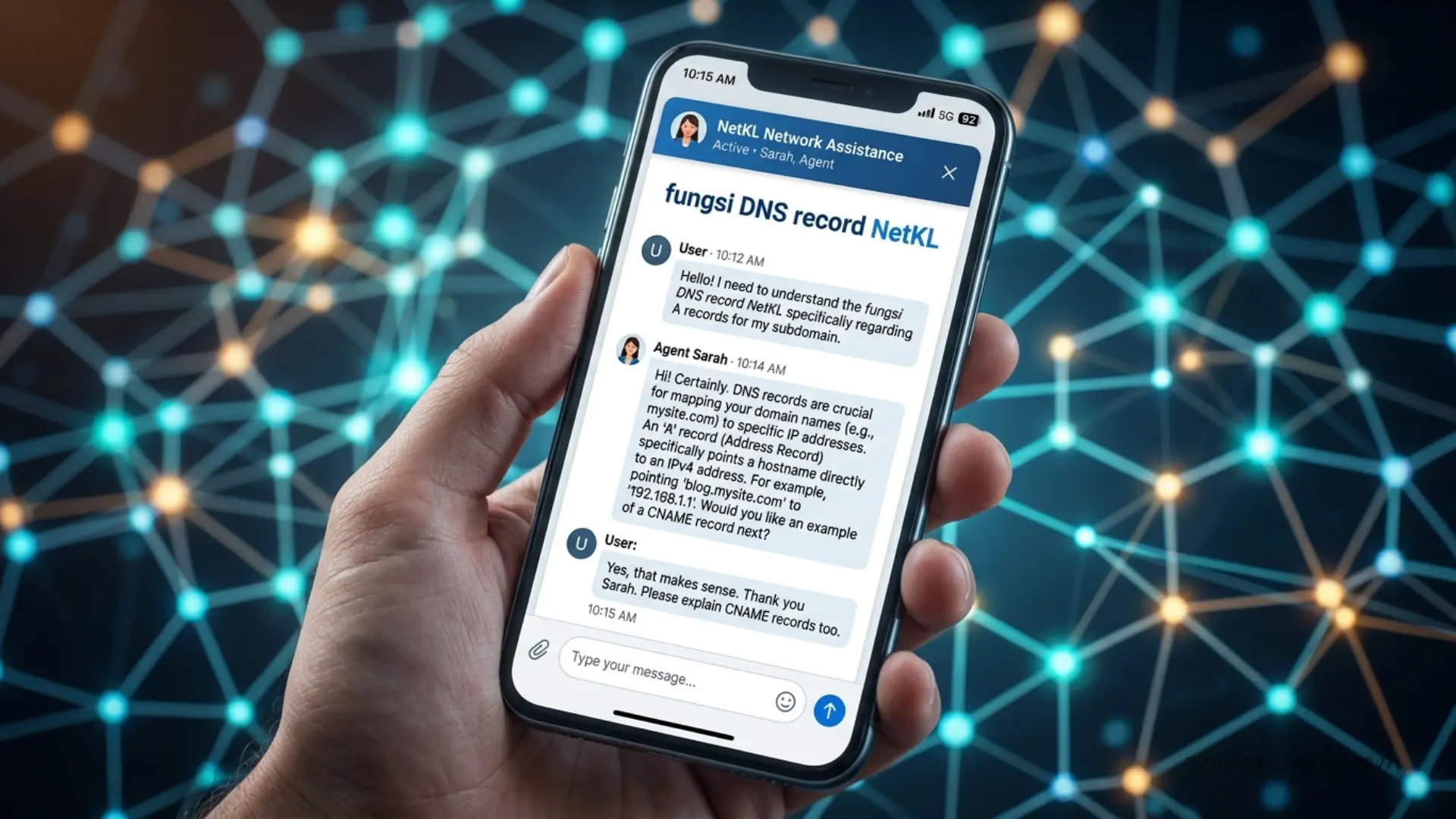 Khidmat tiket sokongan teknikal dalam Bahasa Melayu bagi menyemak ketepatan status fungsi DNS record NetKL