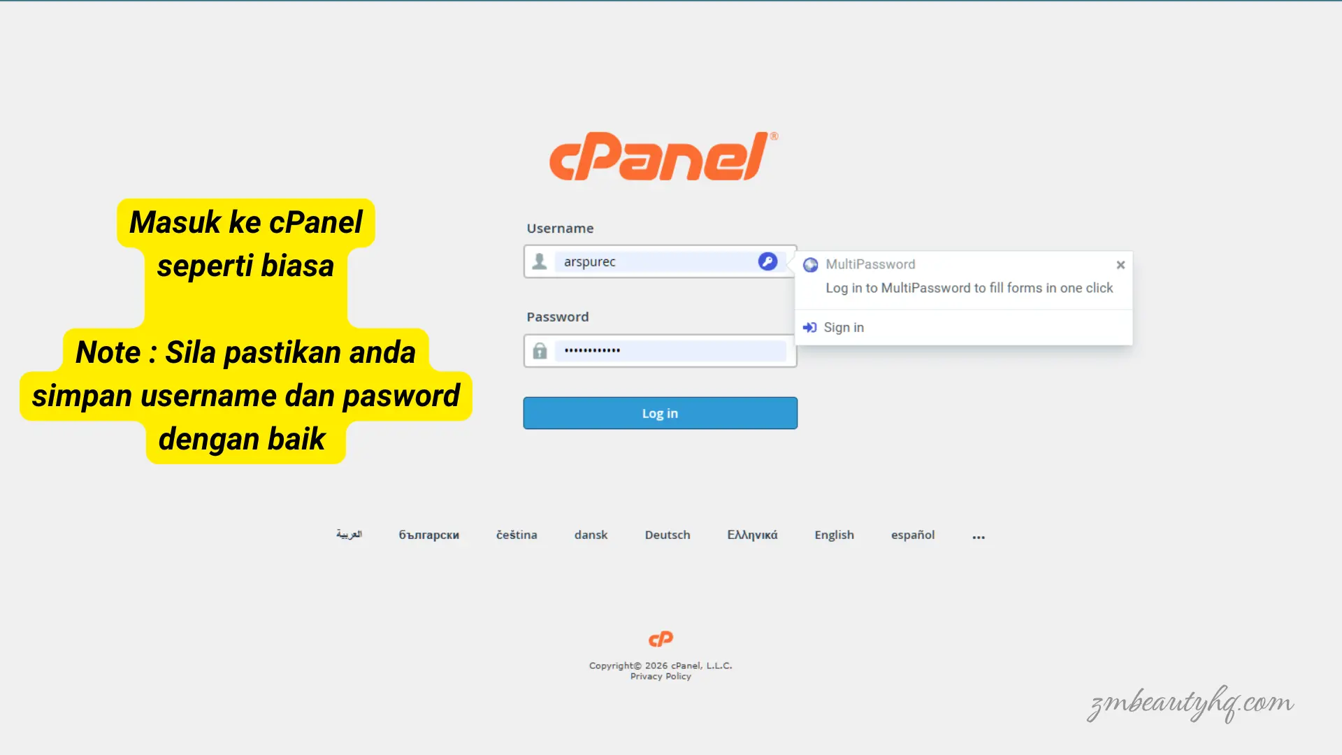 Login cpanel