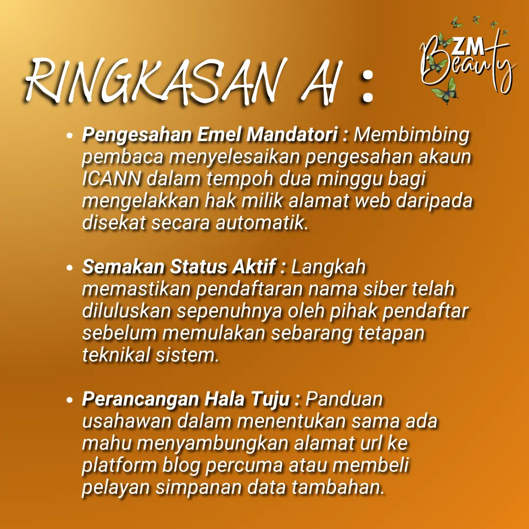 ringkasan ai langkah selepas beli domain NetKL